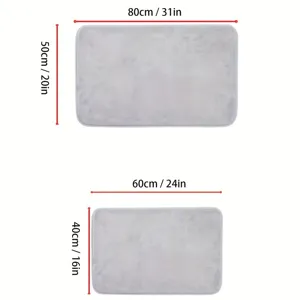 Gray memory foam bath mat set with anti-slip backing, absorbent floor rug for bathroom.