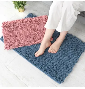 Alfombra de baño de chenilla gruesa, muy absorbente y antideslizante para la ducha del hogar.