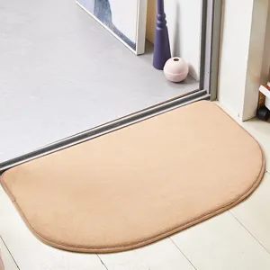 Semi-circular anti-slip floor mat, soft absorbent door mat for bathroom and entrance use.