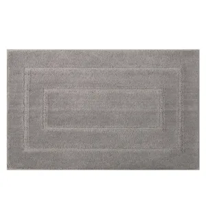 Grey bathroom bath mat, thick soft non-slip absorbent floor rug for home bathroom.