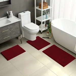 Set 3 pezzi tappeto da bagno in ciniglia, tappetini antiscivolo assorbenti per bagno e doccia.