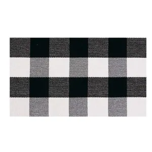 Modern minimalist black and white plaid cotton linen floor mat for kitchen, bathroom and outdoor.