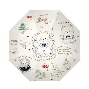 Niedlicher Cartoon Welpe Druck Falten Sonnenschirm mit UV Schutz und stilvollem Design.