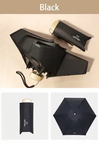 Detailed view of the ultra-light flat five-fold mini pocket sun umbrella with UV protection.