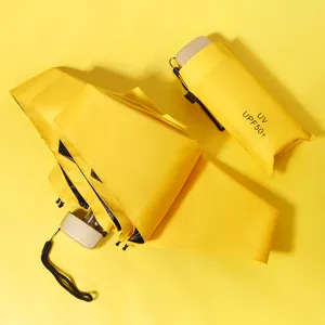 Ultra-light folding mini pocket sun umbrella with UV protection and portable flat design.