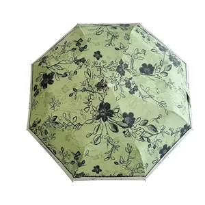 Compact folding UV protection umbrella sunny and rainy umbrella top view display