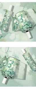 Automatische opvouwbare paraplu met groen aquarel vlinderprint uv-bescherming zon.