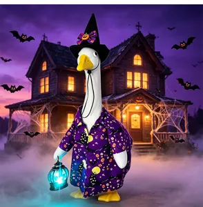 23-inch porch goose Halloween witch costume set yard decoration glowing lantern spooky