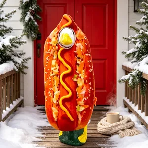 Oie de porche en peluche de 23 pouces costume de hot-dog pour decoration de fete de thanksgiving