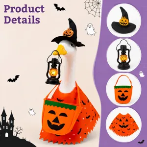 Halloween Porch Goose Costume Set Pumpkin Skull Cloak Witch Hat Lantern Party Garden Decoration For Statue Goose