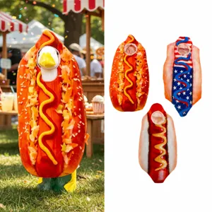 Costume de Hot-dog pour Oie de Porche 23 Pouces Ornement de Jardin Halloween Action de Grâce Décoration Festive Imprimé Étoiles