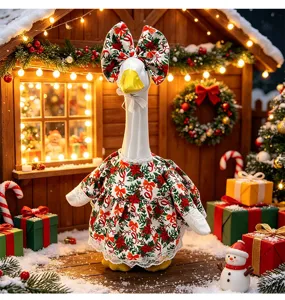 Conjunto de ropa de ganso de porche de Navidad vestido decorativo de 23 pulgadas con lazo
