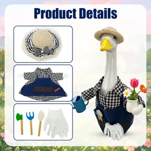 Conjunto de ropa de jardinero para ganso de porche de 23 pulgadas sombrero camisa delantal
