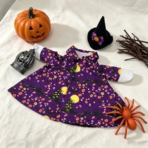 Halloween Witch Costume Set for 23 Inch Porch Goose Purple Pumpkin Bat Yard Decor Outfit