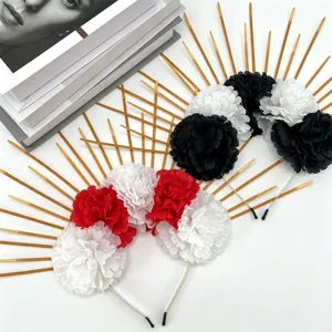 Halloween sunburst halo headband with colorful flowers, perfect for Mexican Day of the Dead party.