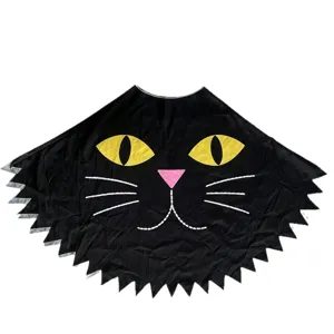 Halloween black cat cape costume party dress up cloak apparel spooky funny pet human accessory
