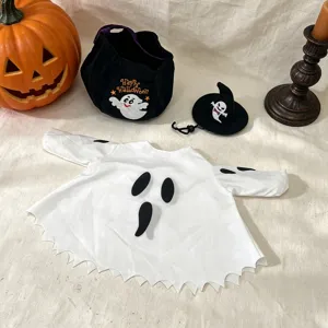Halloween ghost costume set for ducks and small plush toys with bag and mini witch hat
