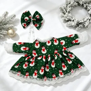 Conjunto de ropa de ganso de Navidad, vestido con estampado de muñeco de nieve y lazo de 23 pulgadas