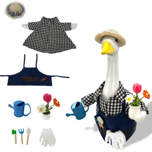 Conjunto de jardinería para ganso de porche 23 pulgadas sombrero de paja camisa delantal