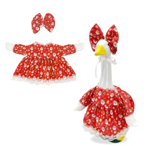 Conjunto de ropa de ganso de porche de Navidad con vestido rojo y lazo de 23 pulgadas.