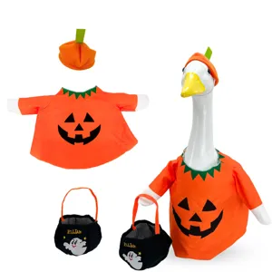 Halloween pompoen geest kostuum set voor tuin gans standbeeld outfit met tas hoed en shirt