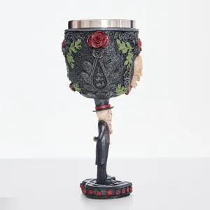 Calice teschio gotico con interno in acciaio inox, coppa vino vampiro in resina per casa e feste.