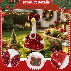 Weihnachten Veranda Gans Kostüme Gestickt Baum Schneeflocke Kleid Große Schleife Hut Set Urlaub Terrasse Garten Dekorativ Haustier Outfit