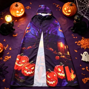 Cape à capuche Halloween costume de fête adulte sorcière citrouille diable imprimé