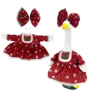 Weihnachtsgans Outfit Rotes Schneeflocken Kleid mit Schleife fur Garten Deko