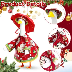 Christmas Porch Goose Outfit Costume Waterproof Raincoat Hat Umbrella For Outdoor Yard Lawn Garden Festive Decoration