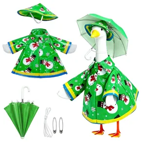 Christmas porch goose outfit raincoat and umbrella set for outdoor lawn yard decoration items