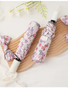 Floral folding umbrella UV protection compact sun umbrella rain dual-use floral design