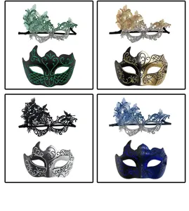 Set maschere per feste in maschera per coppie, maschere farfalla in pizzo e glitter per Halloween.
