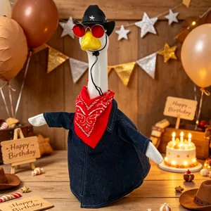 Western cowboy porch goose costume set with hat and scarf for outdoor beach decor.