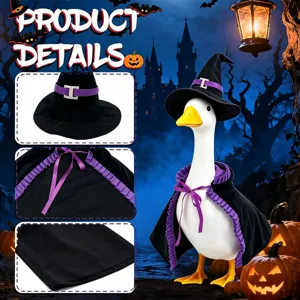 Halloween Garten Gans Kleidung Schwarz Lila Zauberer Gans Dekoration Mit Hexenhut Und Umhang Für Outdoor Porch Gans Statuen