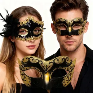 Elegantes Paare Masken Set für Karneval, Halloween Party und Kostümfeste im Barockstil.