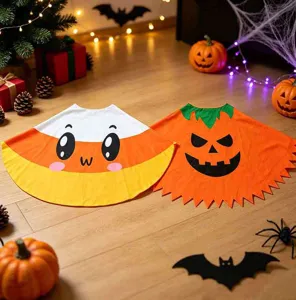 Halloween pumpkin and candy corn costume capes set for kids party role play dress up props.