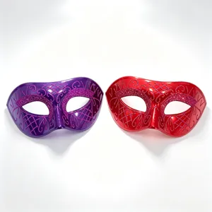 Mysterious Painted Half Face Masquerade Mask Glitter Flat Top Costume Eye Mask For Halloween Carnival Party Ball Props Accessories