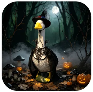 Halloween witch porch goose costume cape set for outdoor yard decoration, spooky holiday outfit.