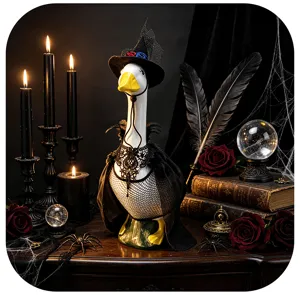 Halloween witch cape goose costume and statue decoration set for indoor and outdoor porch display.