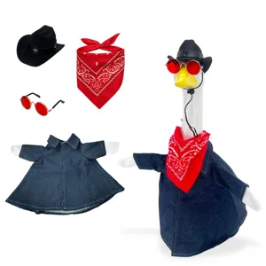 23 inch western cowboy goose clothing outfit, cute hat bandana sunglasses denim shirt suit