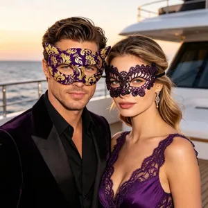 Elegantes Paar Masken Set für Halloween, Kostümpartys und festliche Karnevalsfeiern.
