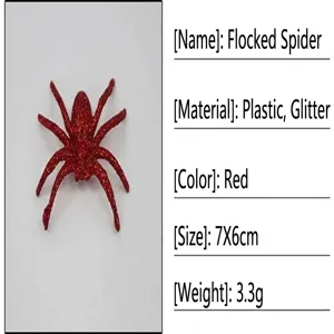 Glitterende kunststof spin decoratie rekwisiet voor Halloween feest, rood 7x6cm