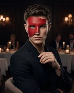 Mascarilla de cuero rojo para media cara de Halloween, antifaz retro de fiesta y disfraces elegantes.