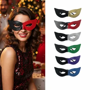 Maschera da Mascherata Mezzo Viso Paillettes Sfumata Plastica Maschera per Occhi per Carnevale Cosplay Halloween Festa Spettacolo Accessori Costume