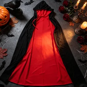 Halloween rode zwarte cape met capuchon volwassen vampier tovenaar kostuum feest