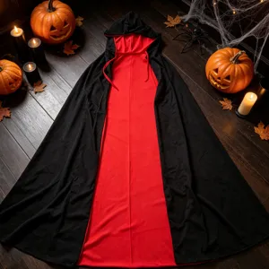 Halloween Met Capuchon Mantel Rood Zwart Vampier Cape Kostuum voor Volwassenen Feest