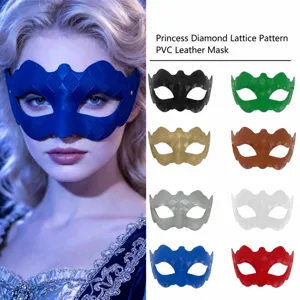 Máscara de Mascarada de PVC para Halloween con Patrón de Diamantes y Pétalos Misteriosa Princesa Cosplay Fiesta Carnaval