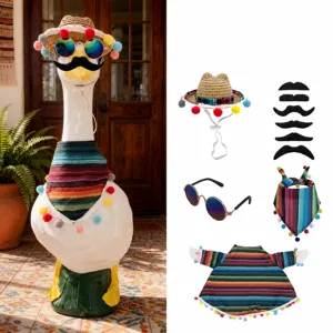 Mexicaanse Fiesta Huisdier Kostuum Set Met Strohoed Zonnebril Snor Gestreepte Bandana Porch Goose Feestelijke Decoratie Outfit