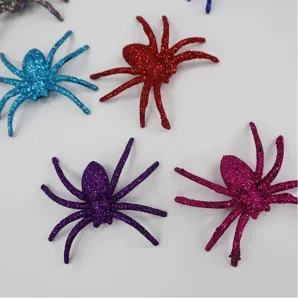Halloween glitter plastic spinnen decoratie rekwisieten voor feest spookhuis bar speelgoed